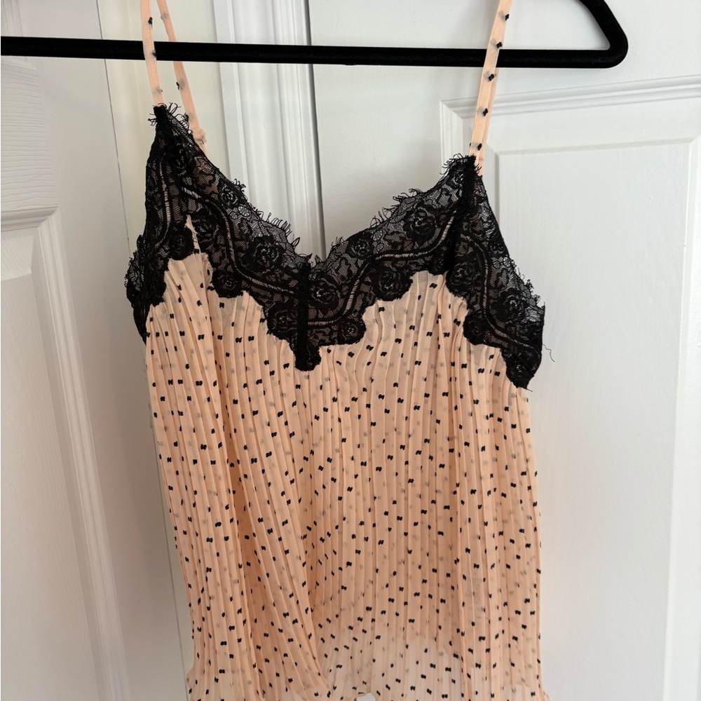 Topshop Polka Dot eyelash Lace Trim Cami Top size 4